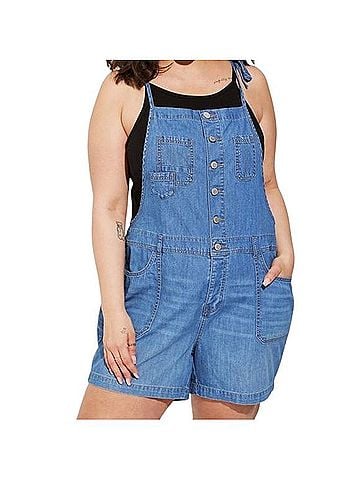 Torrid Lightweight Denim Shortall Overalls (view 1)