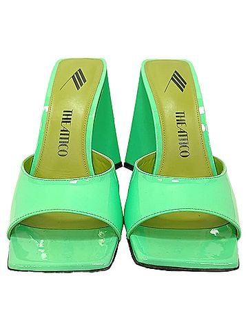 THE ATTICO The Attico Devon Mules in Neon Green Patent Leather  (view 2)