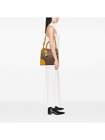 Prada Saffiano Trimmed Canvas Canapa Logo Satchel (view 2)