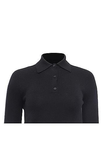 Max Mara  'S Max Mara Gemma Polo Shirt in Black Wool (view 2)