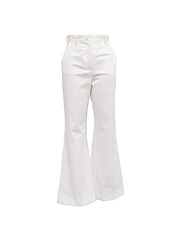 Dolce & Gabbana  Dolce & Gabbana High-Rise Flared Trousers in White Cotton (view 1)