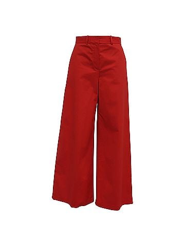 Theory  Theory Wide-Leg Trousers in Red Cotton (view 1)