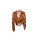 Zara Floral Multi Color Brown Ivory Short Sleeve Blouse Size S - photo 1
