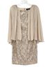 Alex Evenings 100% Polyester Solid Multi Color Tan Gray Cocktail Dress Size 12 - photo 3