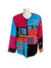 Allure 100% Rayon 100% Polyester Print Red Blue Black Cardigan Size M - photo 1