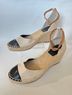 Tory Burch 100% Canvas Tan Black Sandals Size 9 1/2 - photo 5