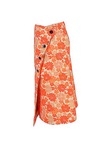 Jil Sander  Jil Sander Floral-Jacquard Midi Wrap Skirt in Orange Polyester (view 2)