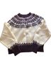 AE77 Fair Isle White Purple Pullover Sweater Size S - photo 1