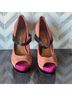 Jessica Simpson 100% Suede Black Orange Pink Heels Size 9 1/2 - photo 3