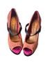 Jessica Simpson 100% Suede Black Orange Pink Heels Size 9 1/2 - photo 1