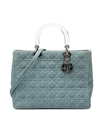 Dior Large Denim Cannage Acrylic Handles Lady Dior (view 1)