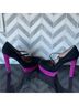 Vince Camuto 100% Suede Color Block Black Pink Heels Size 9 1/2 - photo 4