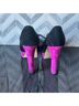 Vince Camuto 100% Suede Color Block Black Pink Heels Size 9 1/2 - photo 5
