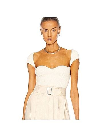 Khaite Ista Ribbed Corset Top Short Sleeve Blouse (view 1)