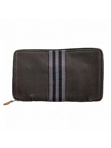 Hermès Hermes Long Wallet Fourre-Tout Purse GM Canvas Black Gray Men's Women's (view 1)