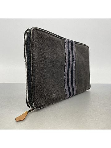 Hermès Hermes Long Wallet Fourre-Tout Purse GM Canvas Black Gray Men's Women's (view 2)
