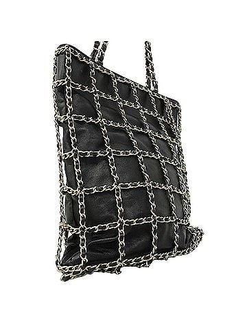 Chanel Chanel Tote Bag/Chain Tote, Lambskin, Black/Champagne, Women's (view 2)