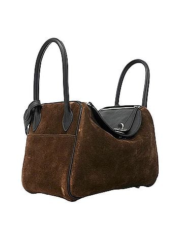 Hermès Hermes Lindy 26 Swift Doblis handbag, black, marron foncé, ?R stamp, 2-way bag for women. (view 2)