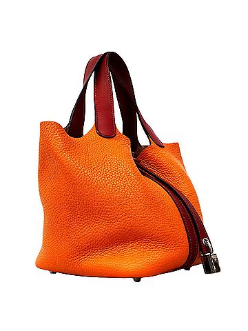 Hermès Hermes Picotin Lock Touch PM handbag, Taurillon Clemence Swift leather, Orange Rouge Grenat, X stamp, Ladies'. (view 2)