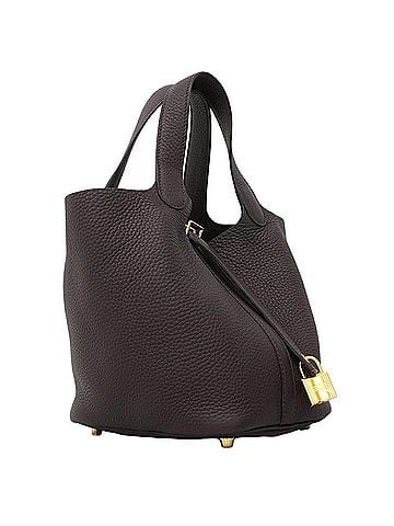 Hermès Hermes Picotin Lock PM handbag, Taurillon Clemence leather, Prenoir color, W stamp, women's. (view 2)