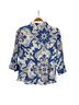 Ricordi (Puzzles) Floral Blue White Button-Down Shirt Size 9 - photo 2