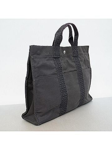 Hermès Hermes Herline MM Canvas Tote Bag, Gray, Men's & Women's (view 2)