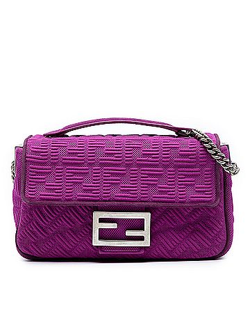 Fendi Zucca Embossed Technical Fabric Chain Midi Baguette (view 1)