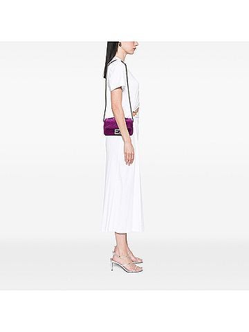 Fendi Zucca Embossed Technical Fabric Chain Midi Baguette (view 2)