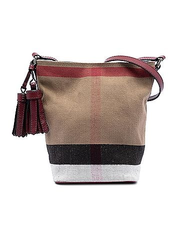Burberry Mini Mega Check Canvas Ashby Tassel Bucket Bag (view 1)
