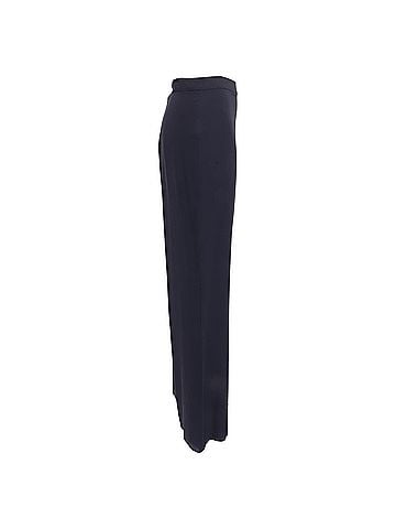 Oscar De La Renta  Oscar De La Renta High-Waisted Wide-Leg Trousers in Navy Blue Silk (view 2)