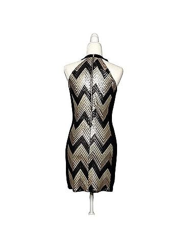 G by GUESS chevron Sequin halter neck Cocktail Dress (view 2)