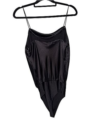 Cami NYC Black Satin Cowl-Neck Double-Spaghetti-Strap Bodysuit Bodysuit (view 2)
