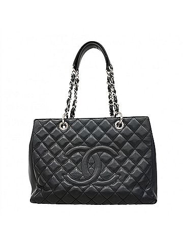Chanel Chanel Tote Bag/Chain Tote, Matelassé Caviar Leather, Black, Women's (view 1)