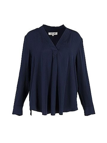 Diane von Furstenberg Diane Von Furstenberg Sanorah Pleated Blouse in Navy Blue Silk (view 1)