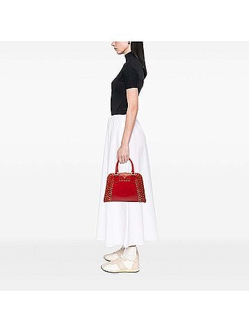 Prada Saffiano Vernice Pyramid Studded Frame Bag (view 2)
