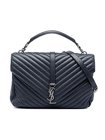 Saint Laurent Large Chevron Sheepskin Monogram College Satchel (view 1)