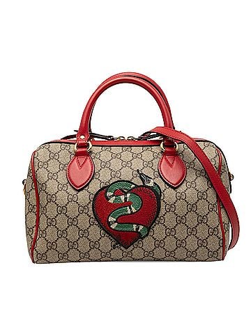 Gucci Limited Edition Small GG Supreme Kingsnake Heart Embroidered Satchel (view 1)