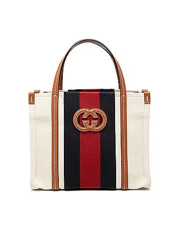 Gucci Mini Canvas Interlocking G Web Tote (view 1)