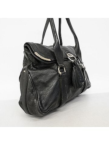 Céline Celine Leather Tote Bag, Black, Women's (view 2)