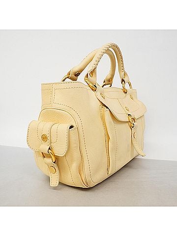 Céline Celine Boogie Bag Leather Handbag, Cream, Women's (view 2)