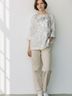 Tory Burch Floral Silver White Long Sleeve Top Size 14 - photo 5