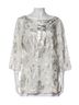 Tory Burch Floral Silver White Long Sleeve Top Size 14 - photo 1