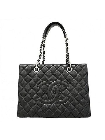 Chanel Chanel Tote Bag/Chain Tote, Matelassé Caviar Leather, Black, Women's (view 1)