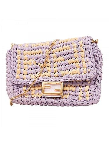 Fendi Fendi Nano Bucket Shoulder Bag, Raffia, Purple, Women's, OP003804 (view 1)