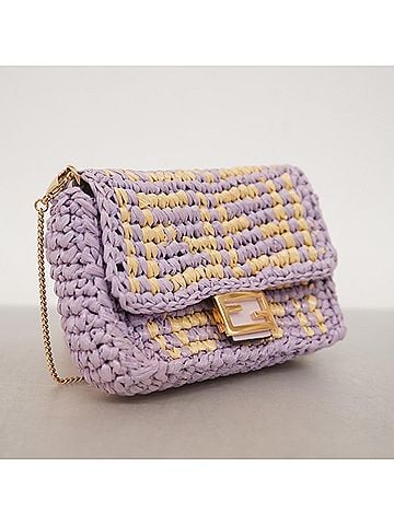 Fendi Fendi Nano Bucket Shoulder Bag, Raffia, Purple, Women's, OP003804 (view 2)
