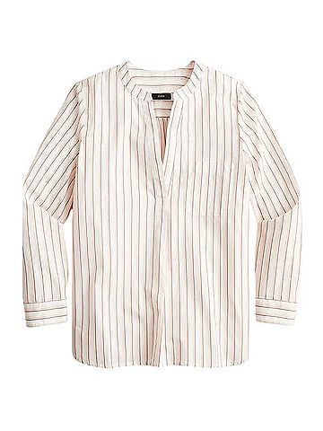 J. Crew x Dauphinette V-Neck Cotton Poplin Long-Sleeve Popover Top Long Sleeve Blouse (view 1)