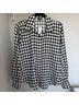 Ann Taylor 100% Polyester Houndstooth Black White Long Sleeve Button-Down Shirt Size XS - photo 4