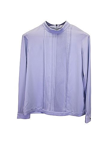 HUGO BOSS Boss Pleated Mock-Neck Top in Blue Polyester (view 1)