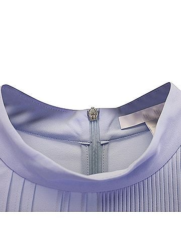 HUGO BOSS Boss Pleated Mock-Neck Top in Blue Polyester (view 2)