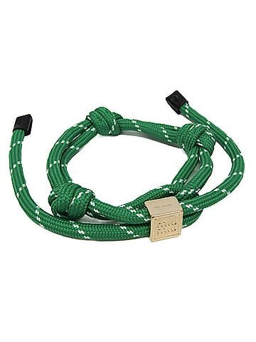 Miu Miu Miu Miu Logo Metal Cord Bracelet 5IB538 Metal,Nylon Charm Bracelet Green (view 1)